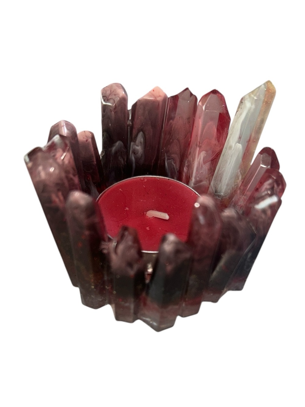 Amethyst-Style Purple Crystal Tealight Candle Holder